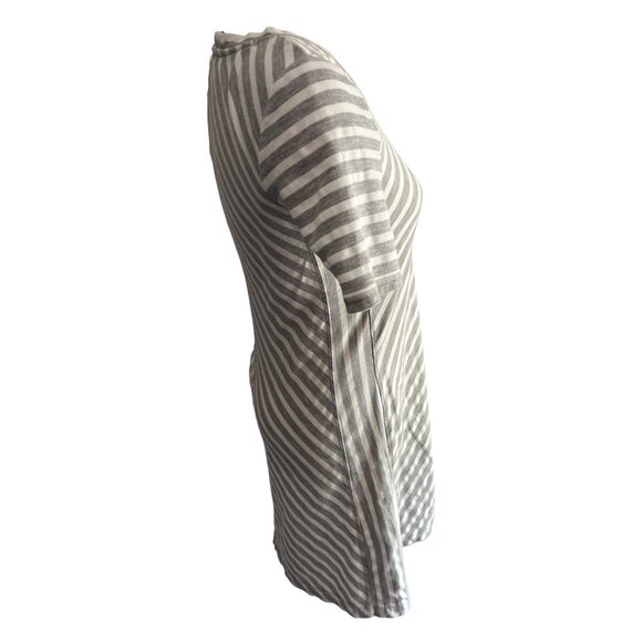 T by Talbots Striped A Line Dress Sz Small Petite Womens Short Sleeve Gray & Whi - Picture 12 of 16